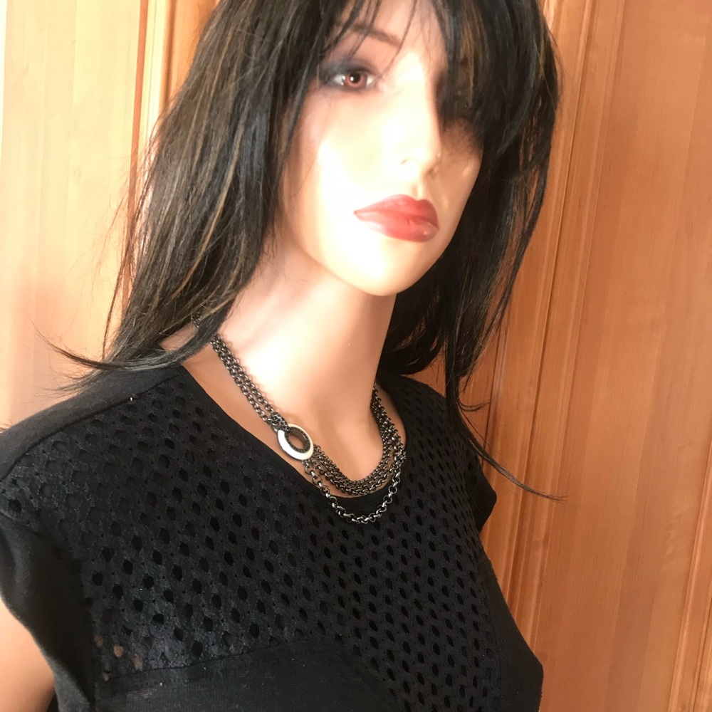 Givenchy Charcoal Silver Multi-Strand Necklace Wi… - image 4